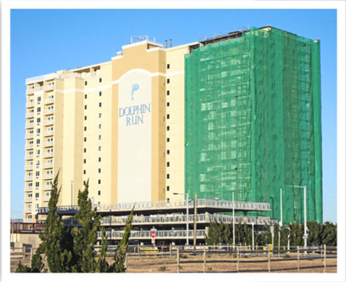 Rusztowanie siatkowe o gramaturze 120 g / m2, biało-zielone Rusztowanie 2 m X 50 m 3 m X 50 m 1 m X 50 m